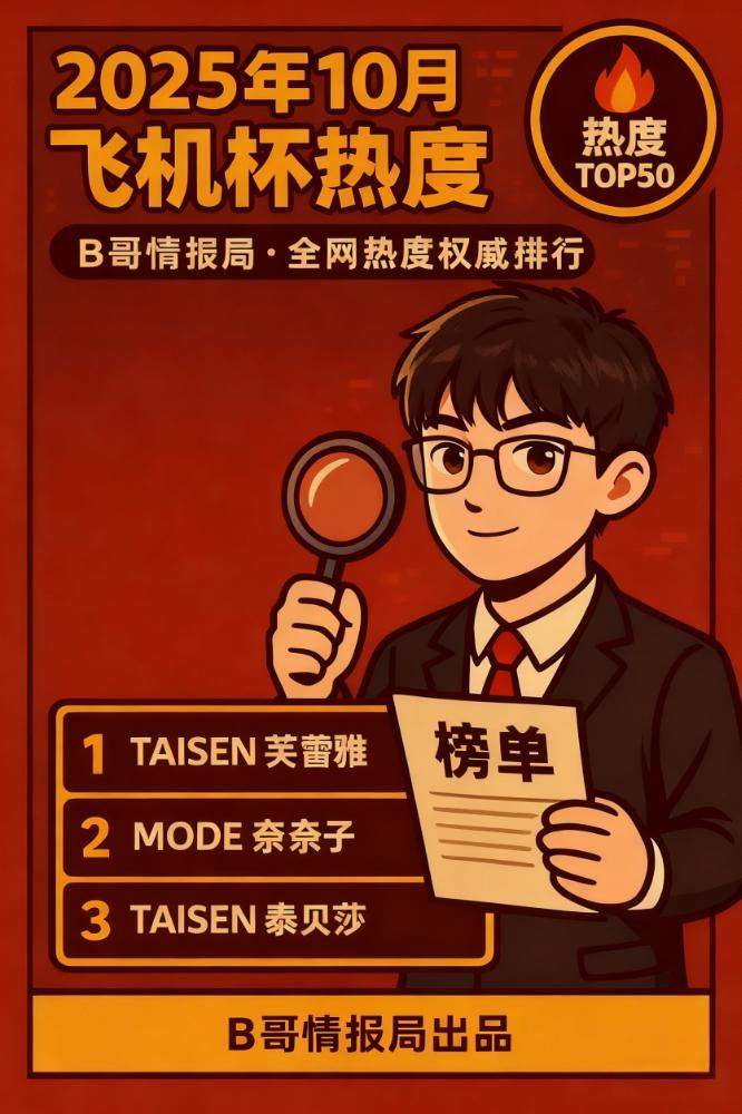 2025年10月飞机杯热度榜-B哥情报局-飞机杯测评