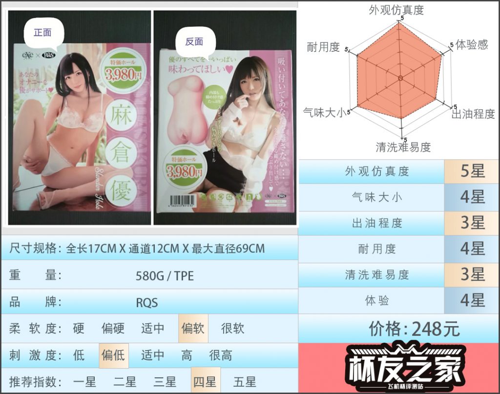“这样的学妹，你想要吗？” RQS麻仓优（中低刺激）测评/四星推荐[db:副标题]-B哥情报局-飞机杯测评